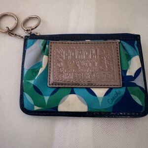 Rare Coach Signature Blue Poppy credit card, money carrier no wristlet strap